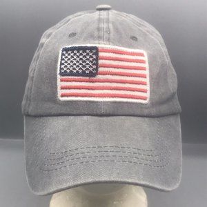 USA Flag American Embroidered Baseball Hat Cap Adjustable Strap Grey Gray